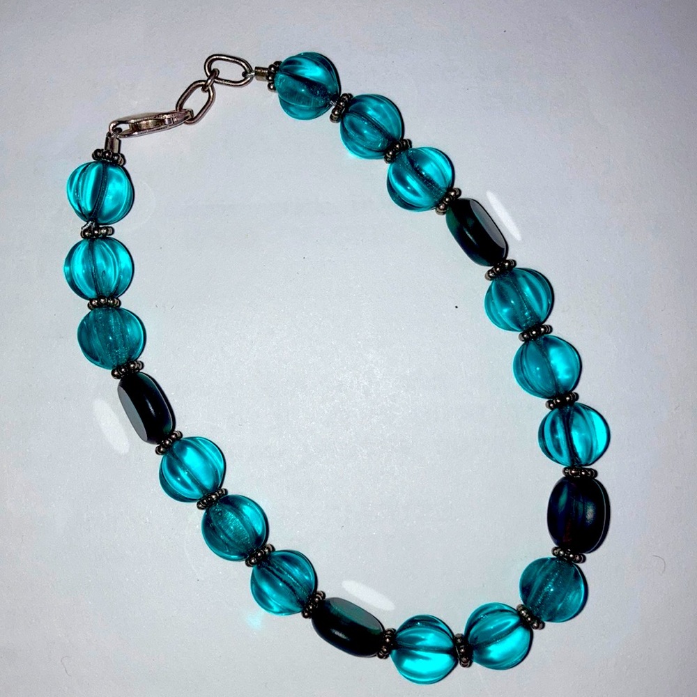 Teal Blue Beaded Bracelet